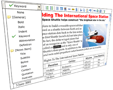 Screenshot of XStanadard version 1.3 with the styles drop-down menu extended.