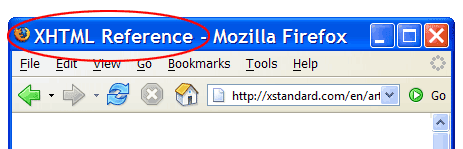 Screen shot of a Web browser with the title 'XHTML Reference'.