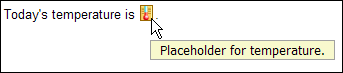 Tooltip for placeholder says: Placeholder for temperature.