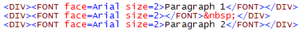 Three lines of code using div tags instead of pragraph tags.