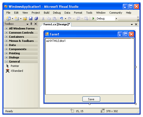 Screenshot of XStandard on a Windows Form.