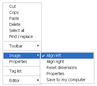 Image editing using the context menu.