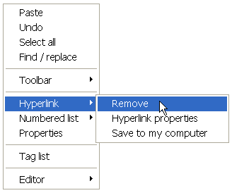 Remove hyperlink.