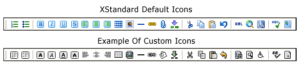 Toolbar with custom icons.
