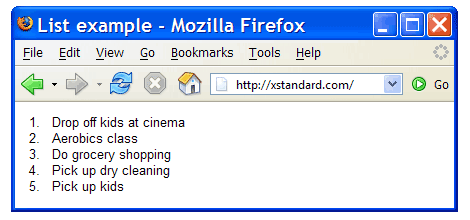 Screen shot of a numbered list.