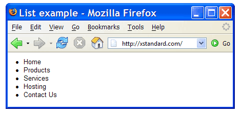 Screen shot of a bulleted list.